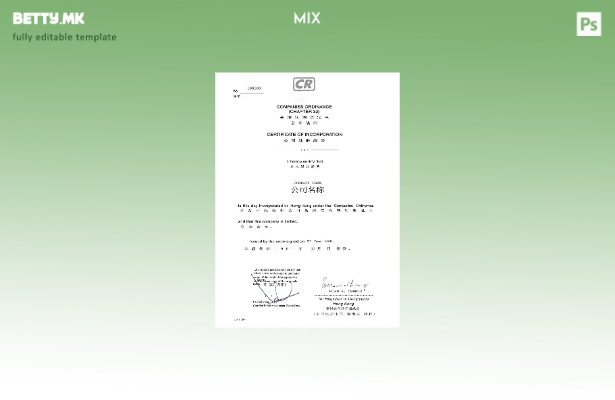 Шаблон за сертификат за инкорпорација во модерен стил во Кина